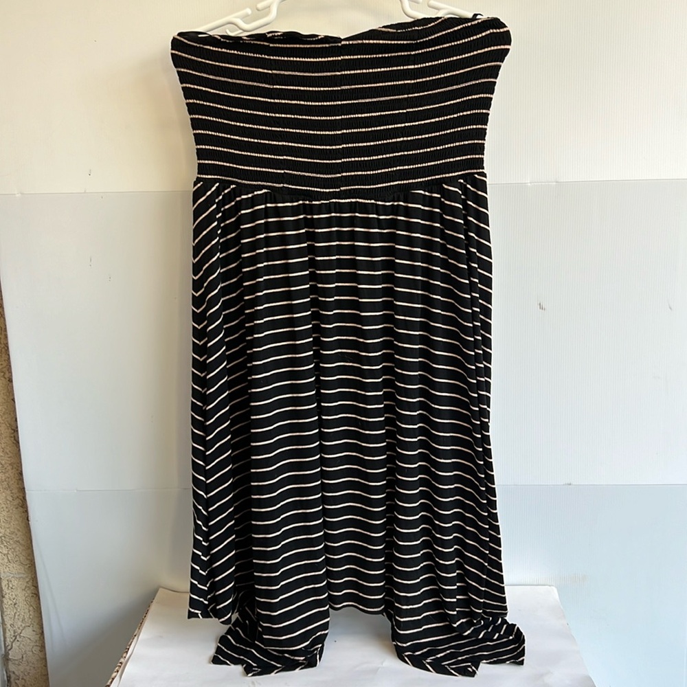 Torrid Smocked Strapless Skater Handkerchief Dress Plus Size 3 3X Black Tan
